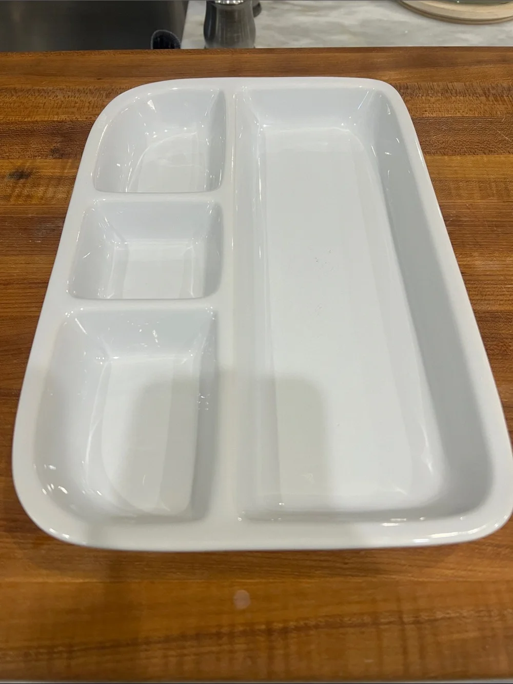 Crate&Barrel White Sectioned Ceramic Serving Platter